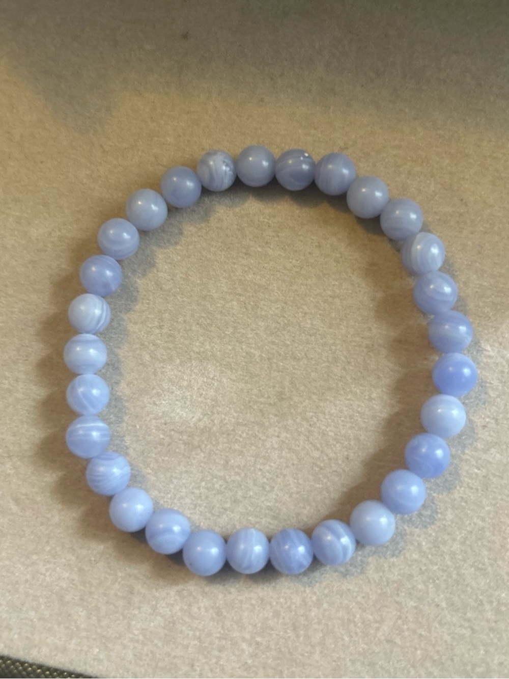 Blue Lace Agate Crystal Beaded Stretch Bracelet - Handmade